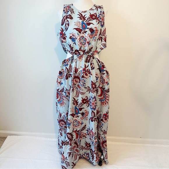 RHODE Dresses & Skirts - NWT RHODE Target Cut Out Midi Dress Floral Paisley Island Blue Pockets, Large